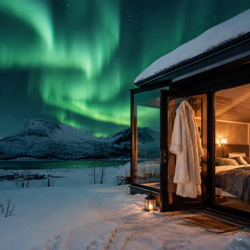 Ver a aurora boreal (o noivo leva o casaco)