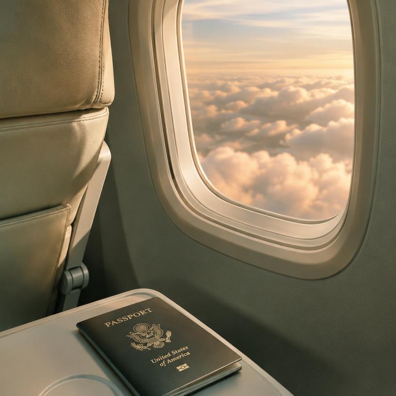 Upgrade da janela no avião da lua de mel