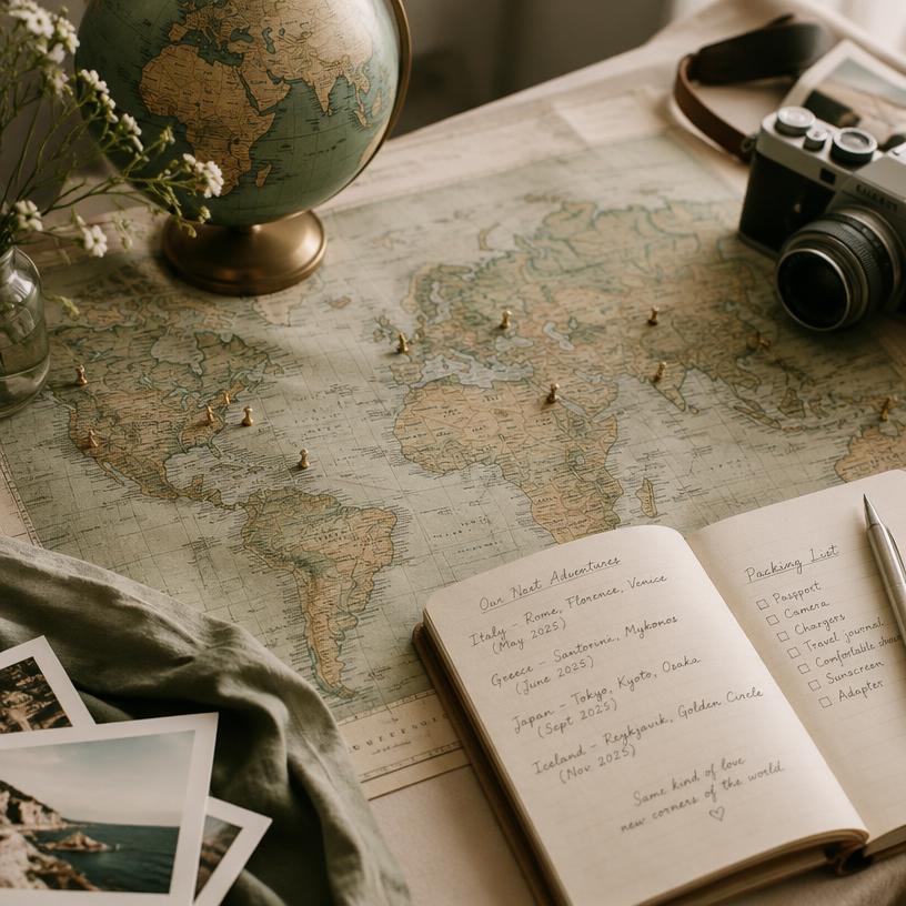 Fundo para a próxima viagem que a noiva já está planejando